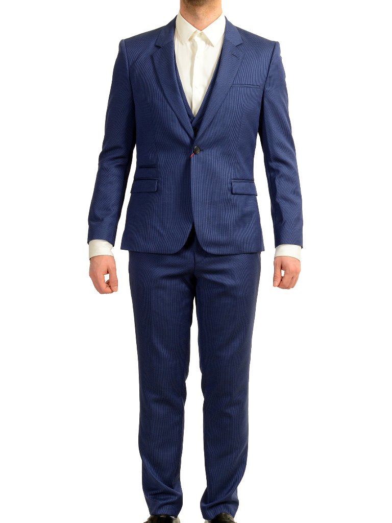 Hugo Boss Men's Arti/Hesten202v1 Wool Extra Slim Three Piece Suit Us 40s It 50s